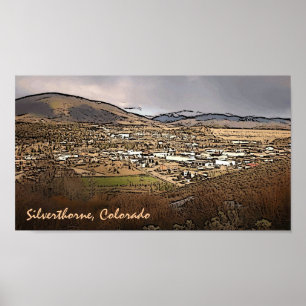 Poster da cidade montanhosa cênica do Silvestorne