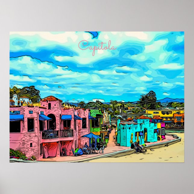 Poster da costa da Califórnia em Capitola Cacitas (Frente)