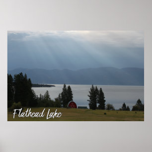 Poster Da costa Flathead do lago Montana árvores