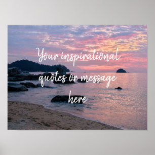 poster da cotação personalizada de praia em laranj