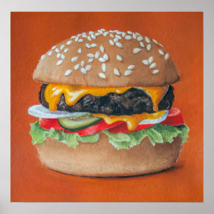Poster da cozinha da ilustração do Hamburger
