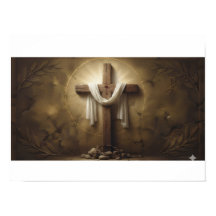 Poster da Cruz Cristã | Cruz de Madeira Rústica na