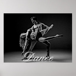 Poster da dança, foto romântica preto e branco d