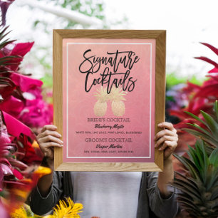 Poster da decoração do casamento do menu da bebi