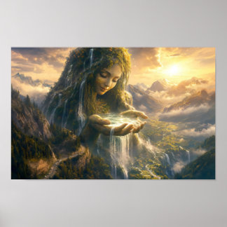 Poster da Deusa da Terra Acunhando a Luz da Aurora