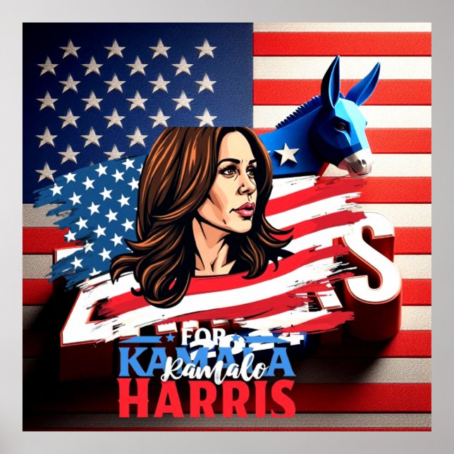 Poster da Eleição Presidencial HARRIS WALZ 2024 (Frente)