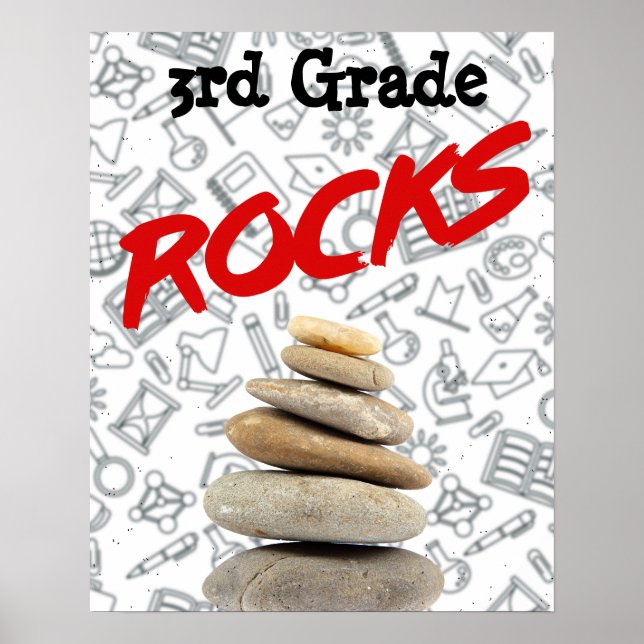 Poster da escola personalizada - "Rocks" do 3º ano (Frente)