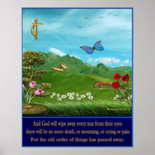 Poster da escritura do 21:4 das revelações