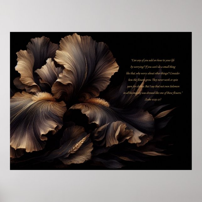 Poster da Escritura Inspiracional (Luke 12:25-27) (Frente)