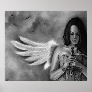 Poster da espada da menina do anjo do defensor