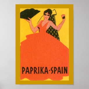 Pôster Da "etiqueta da espanha paprika" do vintage