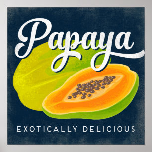 Poster da etiqueta da fruta do vintage da papaia
