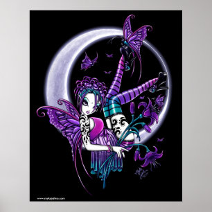 Poster da fada do arco-íris da lua da borboleta d