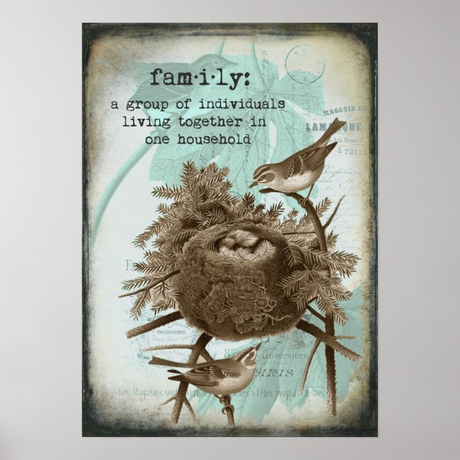 Poster da Família Vintage Bird (Frente)