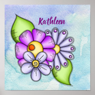 Poster da Flor de Portas de Aquarela à Tarde Deli