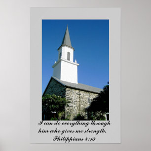 Poster da foto da igreja com 4:13 dos Philippians