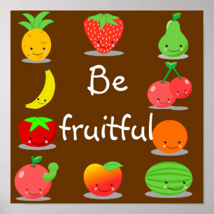 Poster da fruta de Kawaii