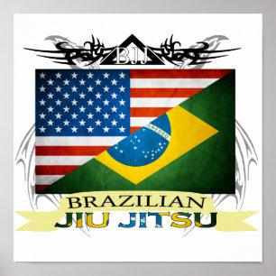 Poster da fusão da bandeira de Jiu JItsu do