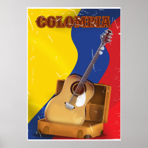 Poster da guitarra das férias do vintage de
