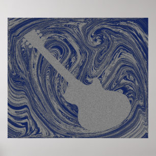 Poster da guitarra do Grunge, azul escuro