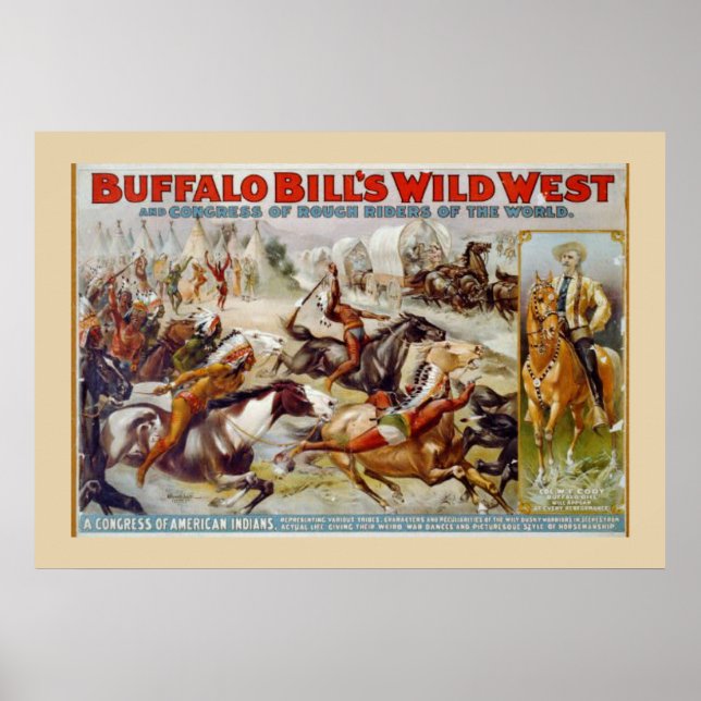 Poster da Índia Ocidental selvagem de Buffalo Bill (Frente)