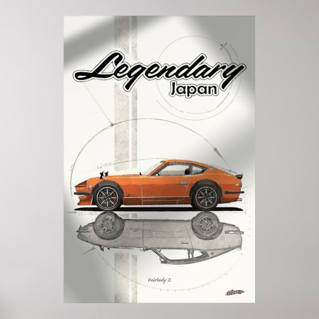 Poster da Legendária FairLady Z 240z S30 do Japão (Frente)