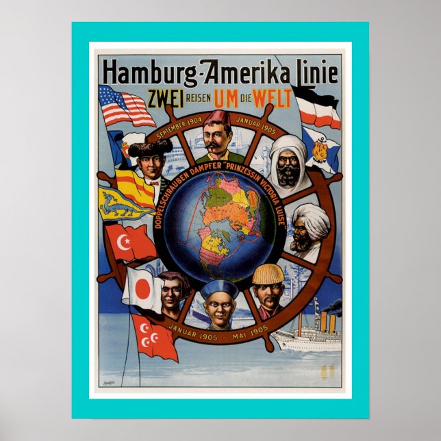 Poster da Linha Americana de Hamburgo (Frente)
