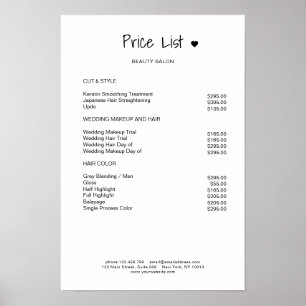 Poster da Lista de Preços Brancos Simpel