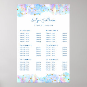 Poster da Lista de Preços da Glitter de Cor da Á