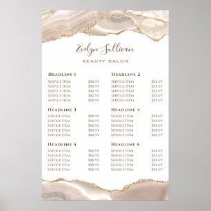 Poster da Lista de Preços de Agate Dourado do Mar