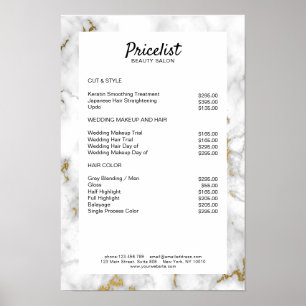 Poster da Lista de Preços de Marble Elegante