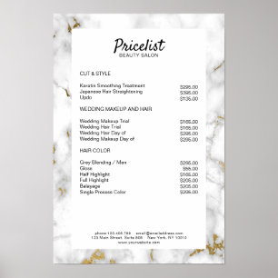 Poster da Lista de Preços de Marble Elegante