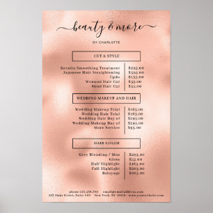 Poster da Lista de Preços do Salão do Modern Roseg