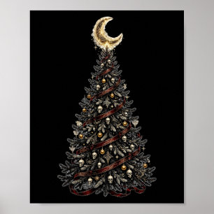 Poster da Lua da Árvore Gótica — Árvore Preta Nua