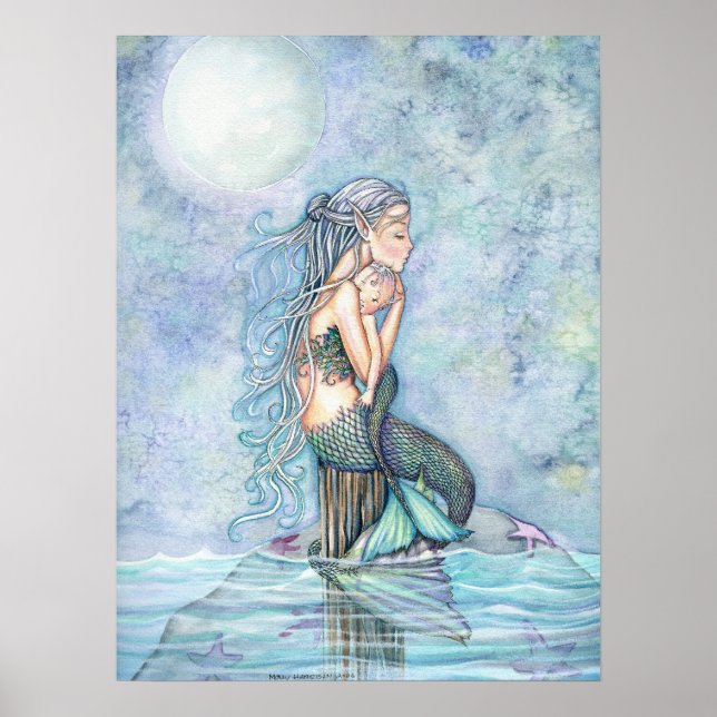 Poster da Mãe e Bebê Sereia das Águas Tranquilas (Frente)