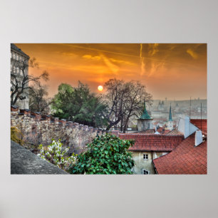 Poster da manhã das escadas do castelo de Praga