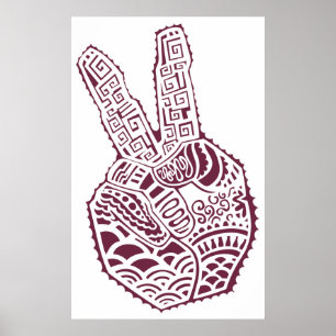 Poster da mão do Tat do Henna do sinal de paz