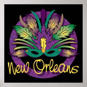 Poster da máscara do carnaval - Nova Orleães, LA