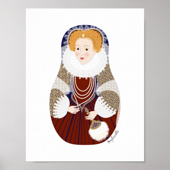 Poster da Matryoshka Rainha Elizabeth I da Inglate (Frente)