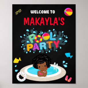 Poster Da menina bem-vinda do sinal do partido da piscina