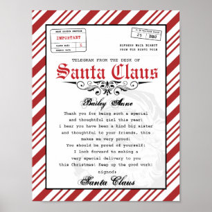 Poster Da mesa do Telegrama Santa Claus Papais noeis