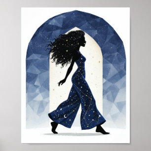 Poster da Mulher Celestial Minimalista Andando