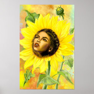 Poster da Mulher do Girassol Amarelo