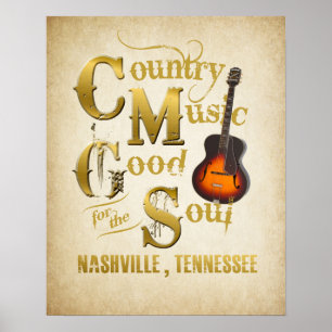 Poster da música country de Nashville do vintage