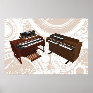 Poster da música: Teclados do vintage: modelo 3D