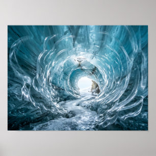 Pôster da Natureza do Túnel de Gelo Glacial Azul