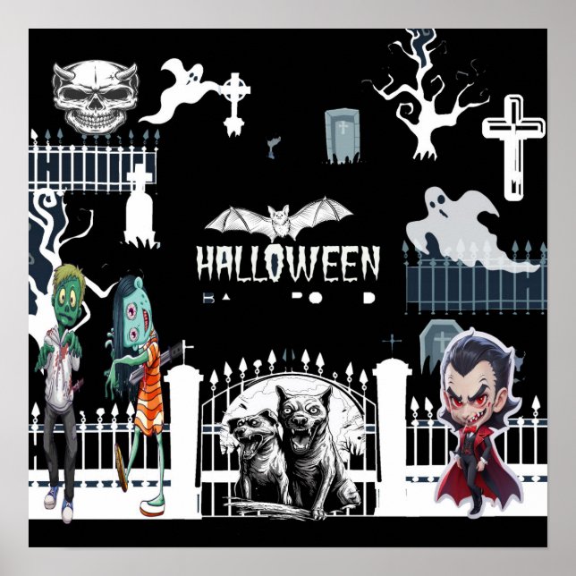 Poster da Noite Assustadora do Halloween (Frente)