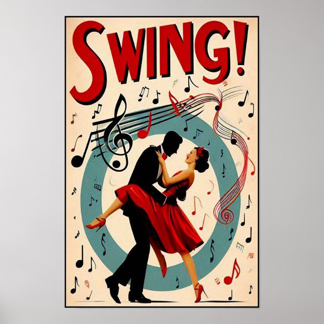 Poster da noite de balanço de Swing Vintage (Frente)