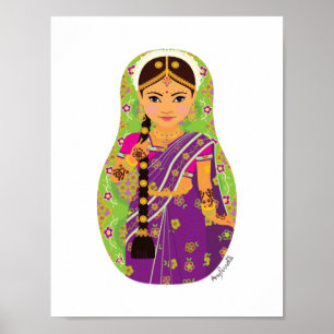 Poster da Noiva do Sul da Índia Matryoshka
