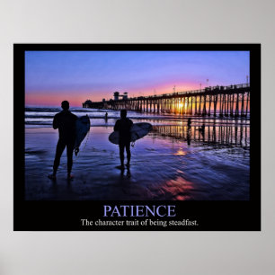 Poster da paciência do surfista do por do sol